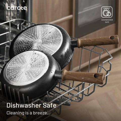 CAROTE 2-5-qt saucepan with lid supports versatile cooking and flavor retention.