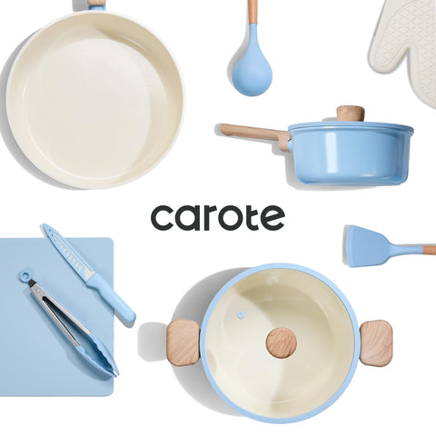 CAROTE 5-quart sauté pan with lid for versatile searing and braising.