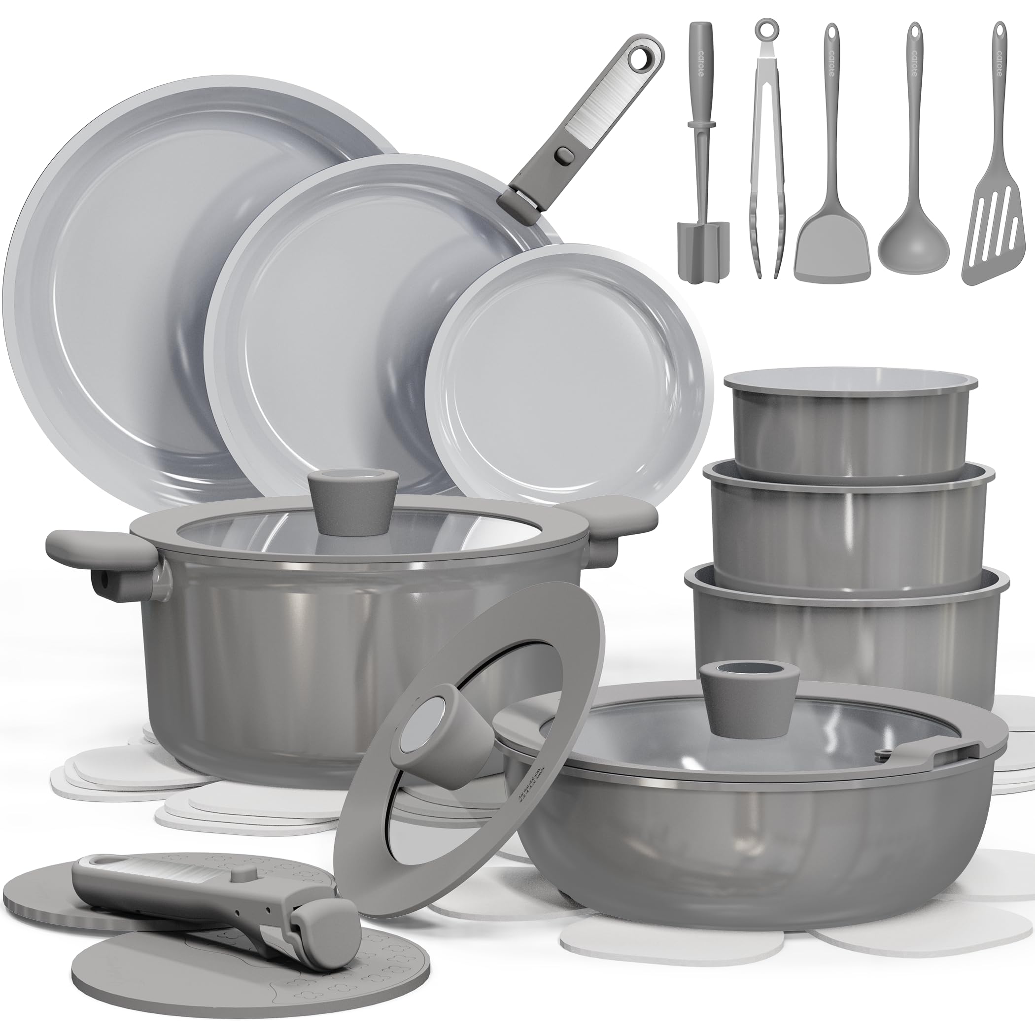CAROTE 27-piece ceramic cookware set overview highlighting versatile nonstick performance for everyday cooking.