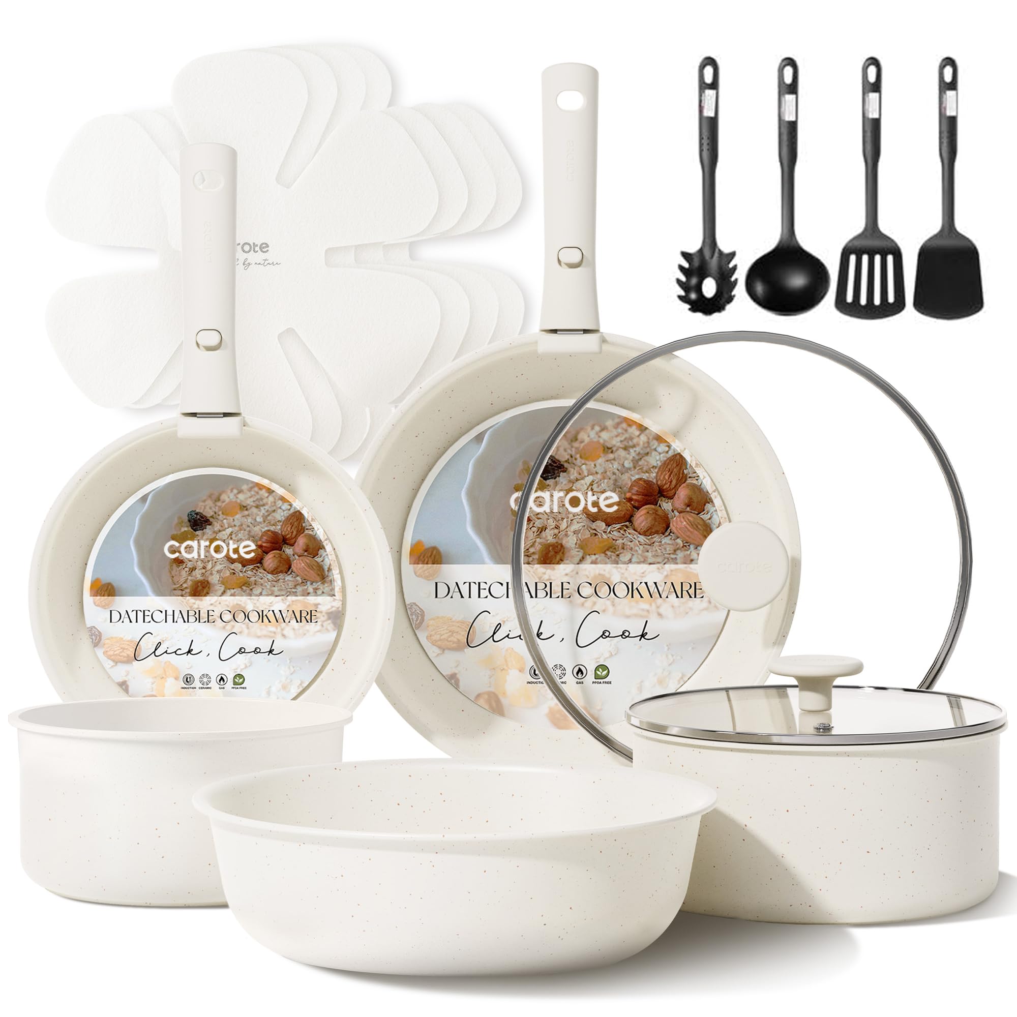 CAROTE 2qt saucepan with detachable handle for compact RV storage.