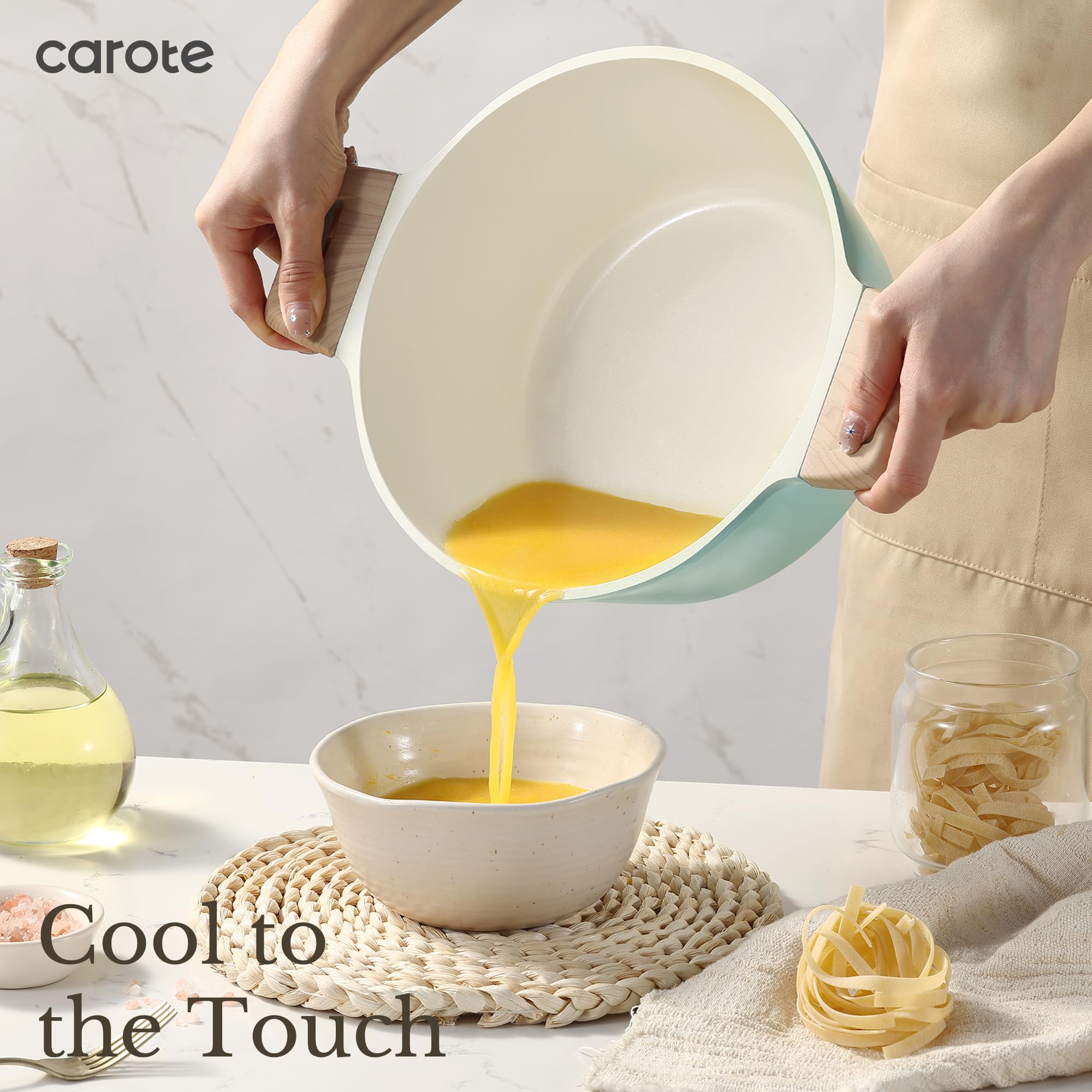 CAROTE 2qt saucepan with lid ready for simmering sauces and reheating portions.
