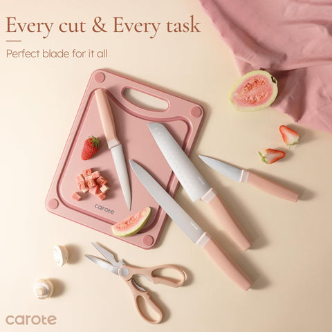 CAROTE 3.5-inch paring knife pink blade for detail trimming.