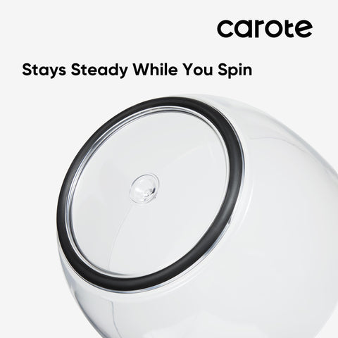 CAROTE 3.8 Qt salad spinner brake feature stops quickly to prevent splatter.