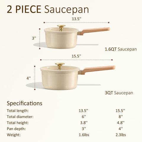 CAROTE 3.0Qt saucepan with lid for versatile sauces and sautés.