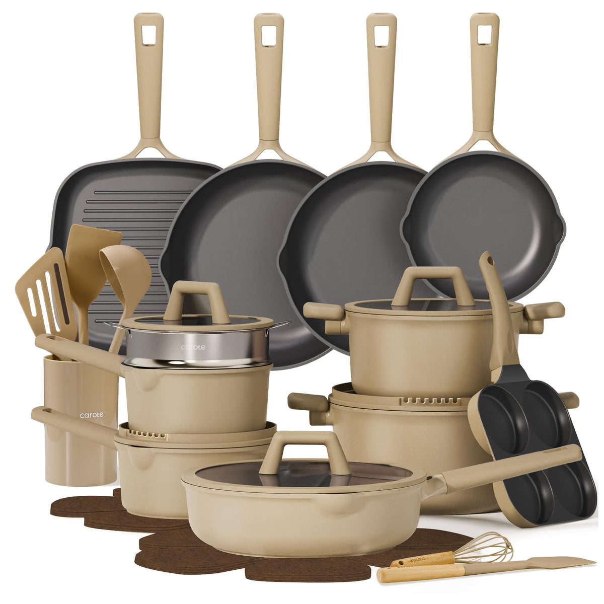 CAROTE 31-piece cookware set on display for everyday meals