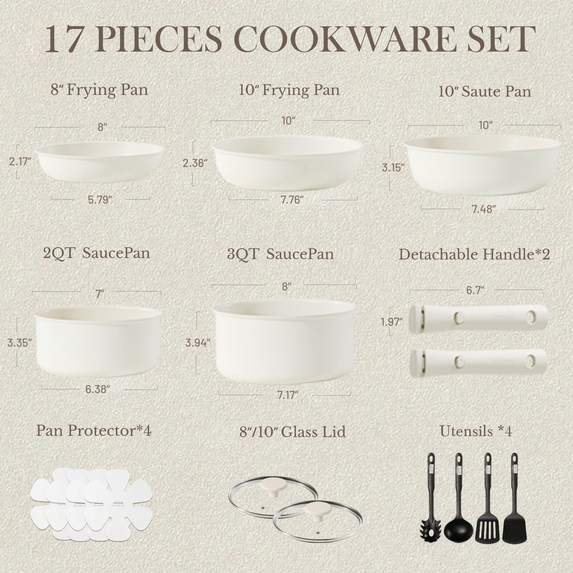 CAROTE 3qt saucepan with detachable handle for versatile cooking on any stove.