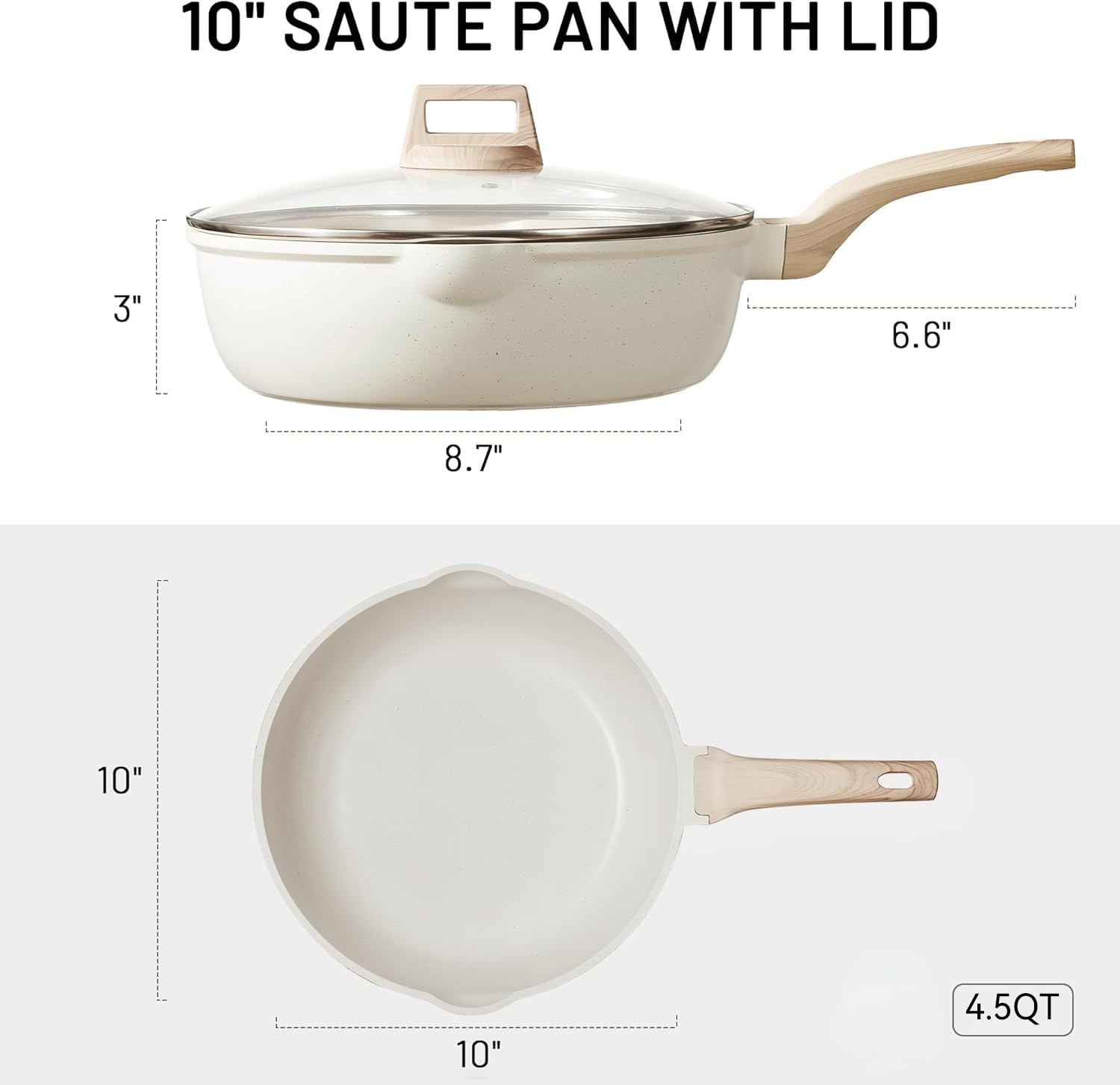 CAROTE 4-5qt jumbo saute pan with induction base for even heating