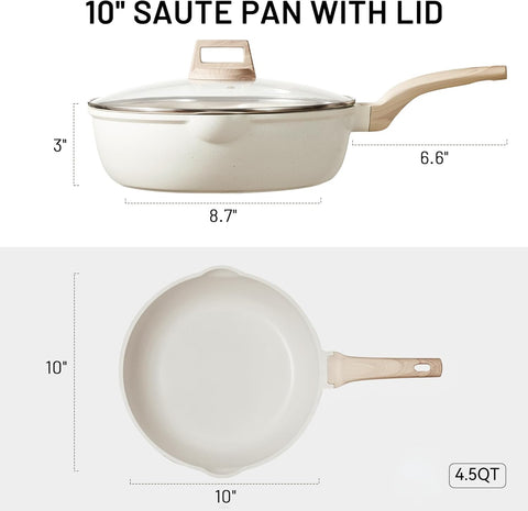CAROTE 4-5qt jumbo saute pan with induction base for even heating