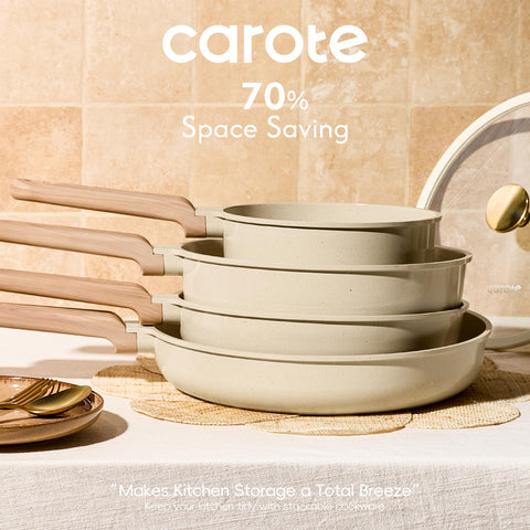 CAROTE 4qt sauté pan with lid — versatile pan for searing and deglazing.