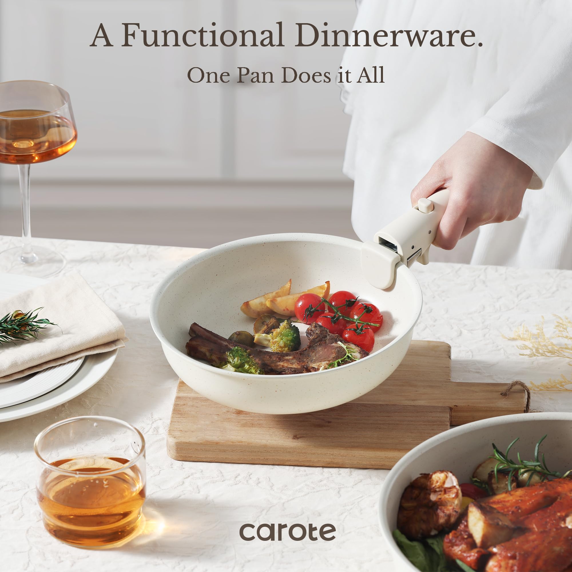 CAROTE 4qt saute pan ideal for sautéing and one-pan dinners.