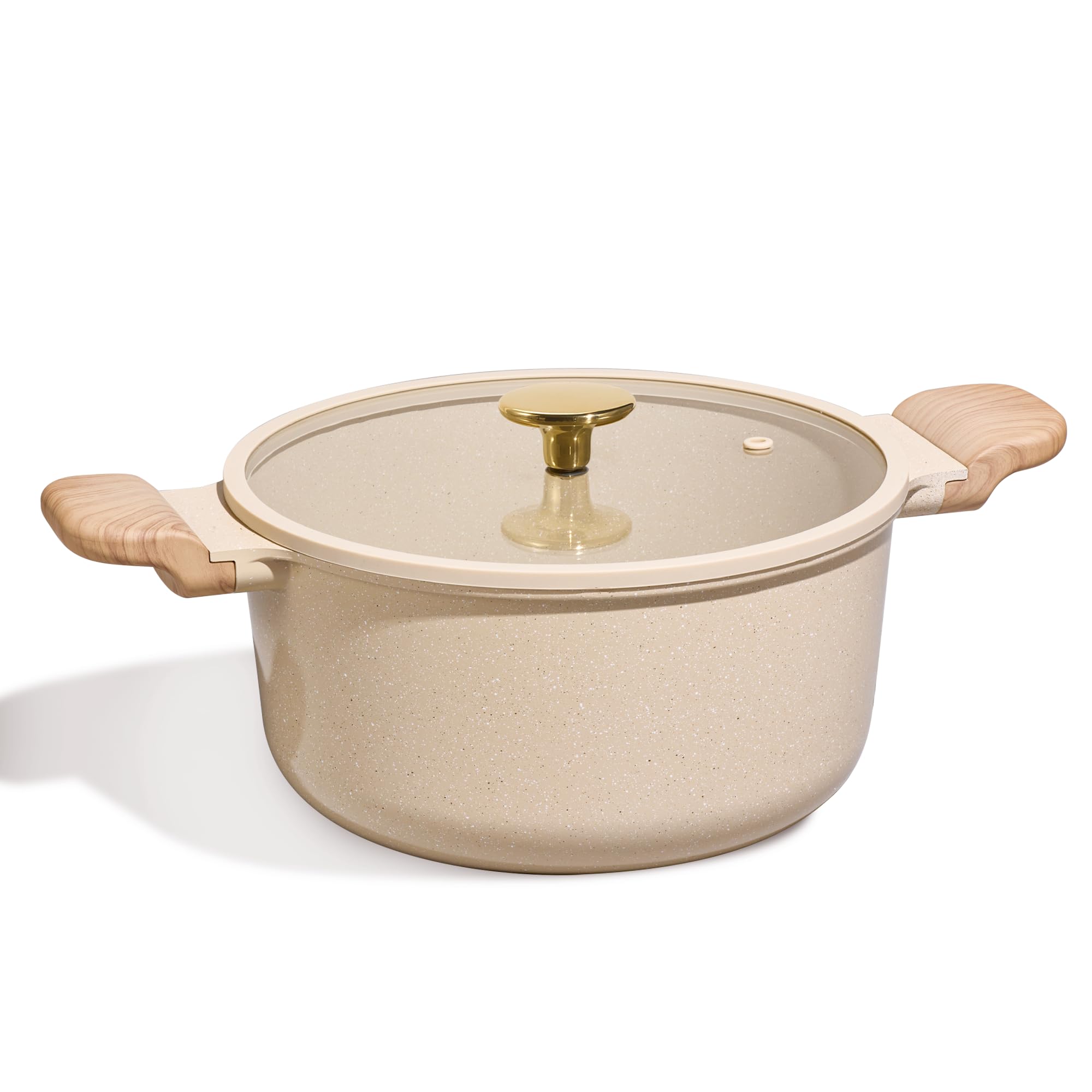 CAROTE 5 Qt stock pot with lid on stove for even heating and easy cleanup