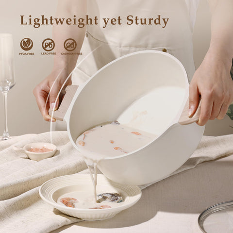 CAROTE coating highlights 5mm thick nonstick surface for durability.