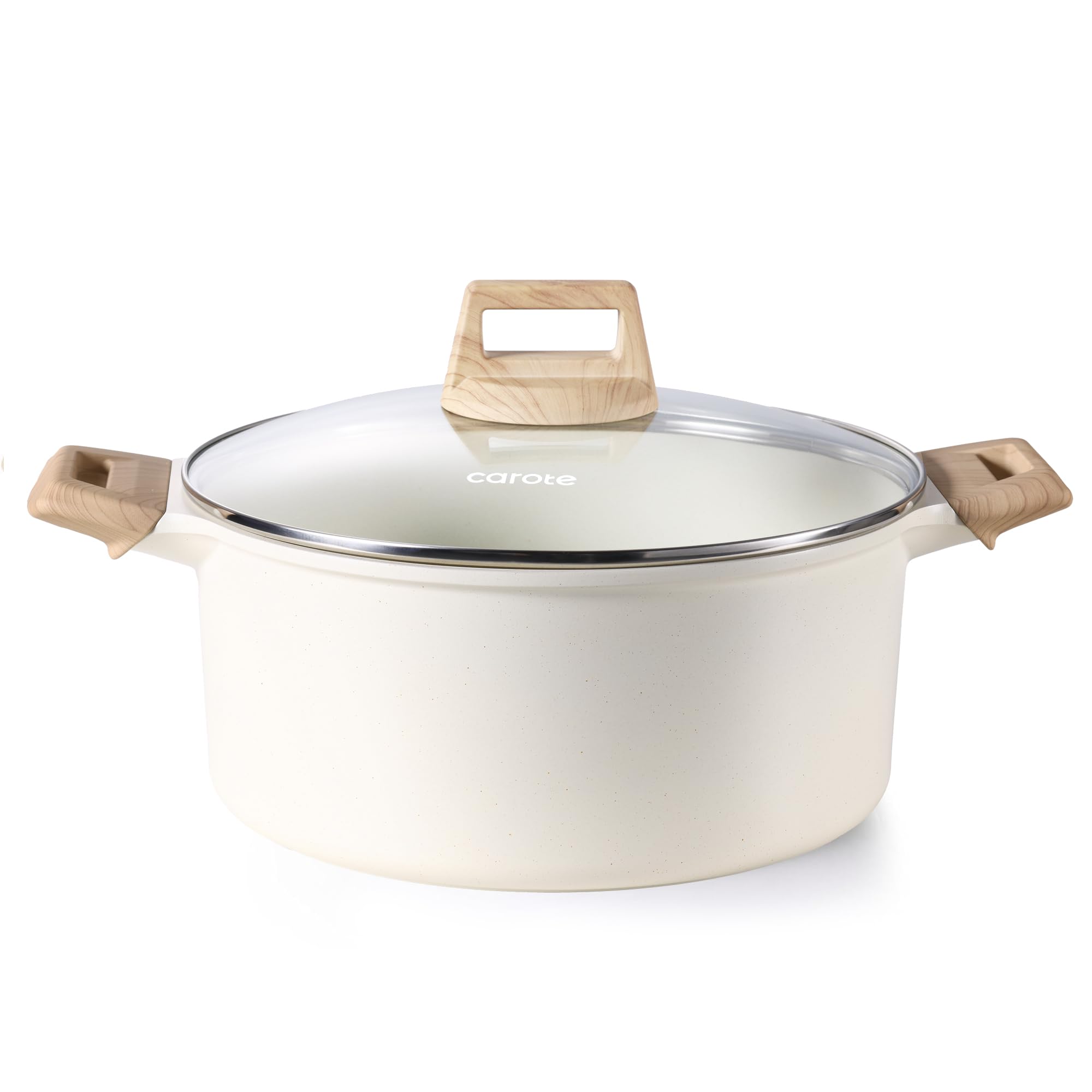 CAROTE 6 Qt nonstick stock pot with lid, easy pour and clean.