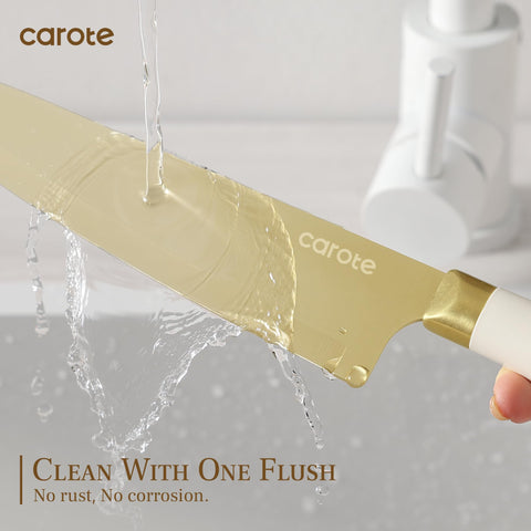 CAROTE 7in santoku knife ergonomic handle for secure grip