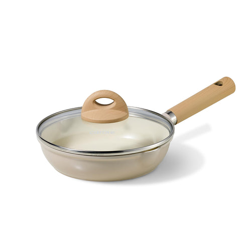 CAROTE 8-inch ceramic frying pan with lid ready for quick weeknight meals