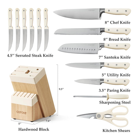 CAROTE 8-inch chef knife with a sharp edge for precise chopping.