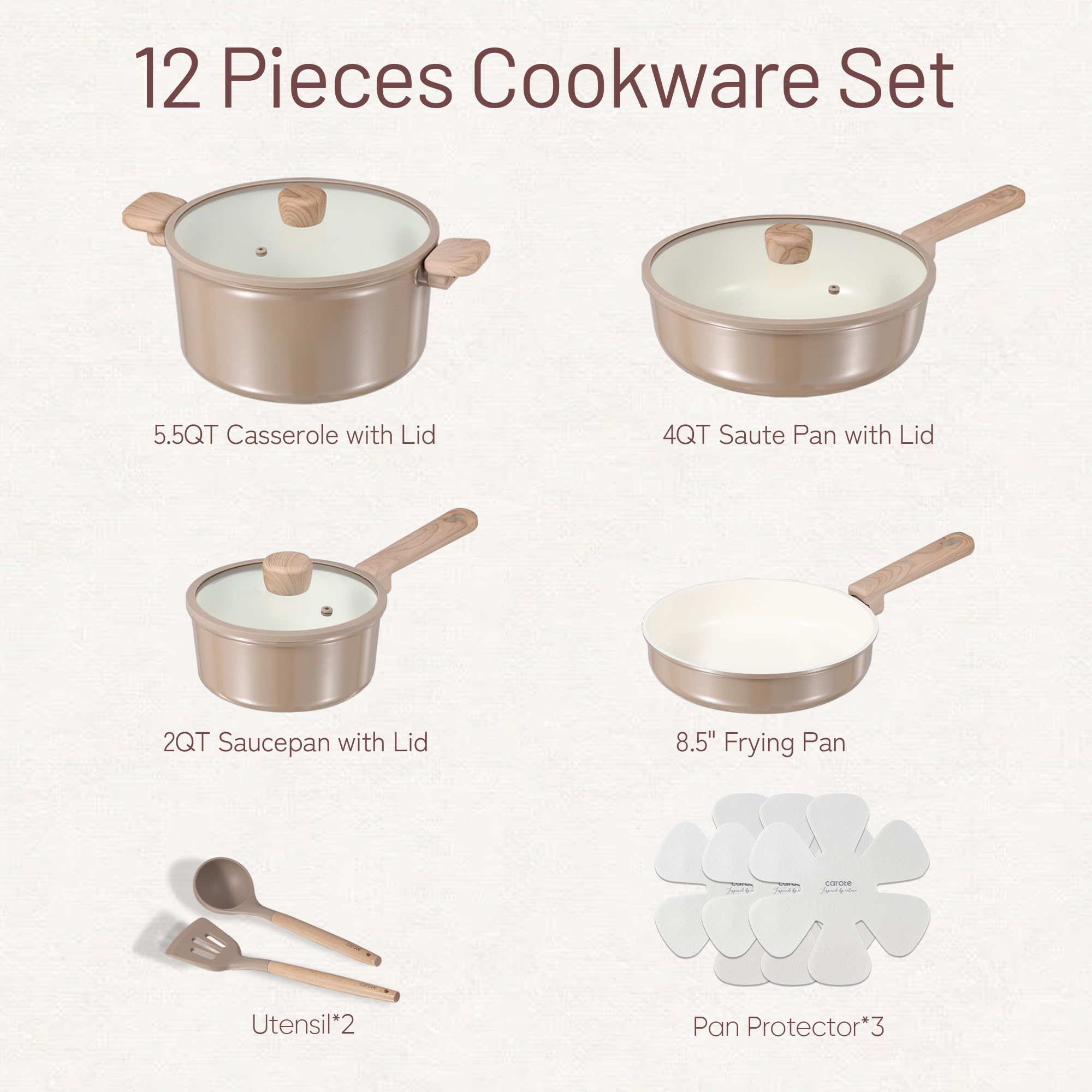 CAROTE 8.5-inch fry pan with non-stick surface for quick sautés