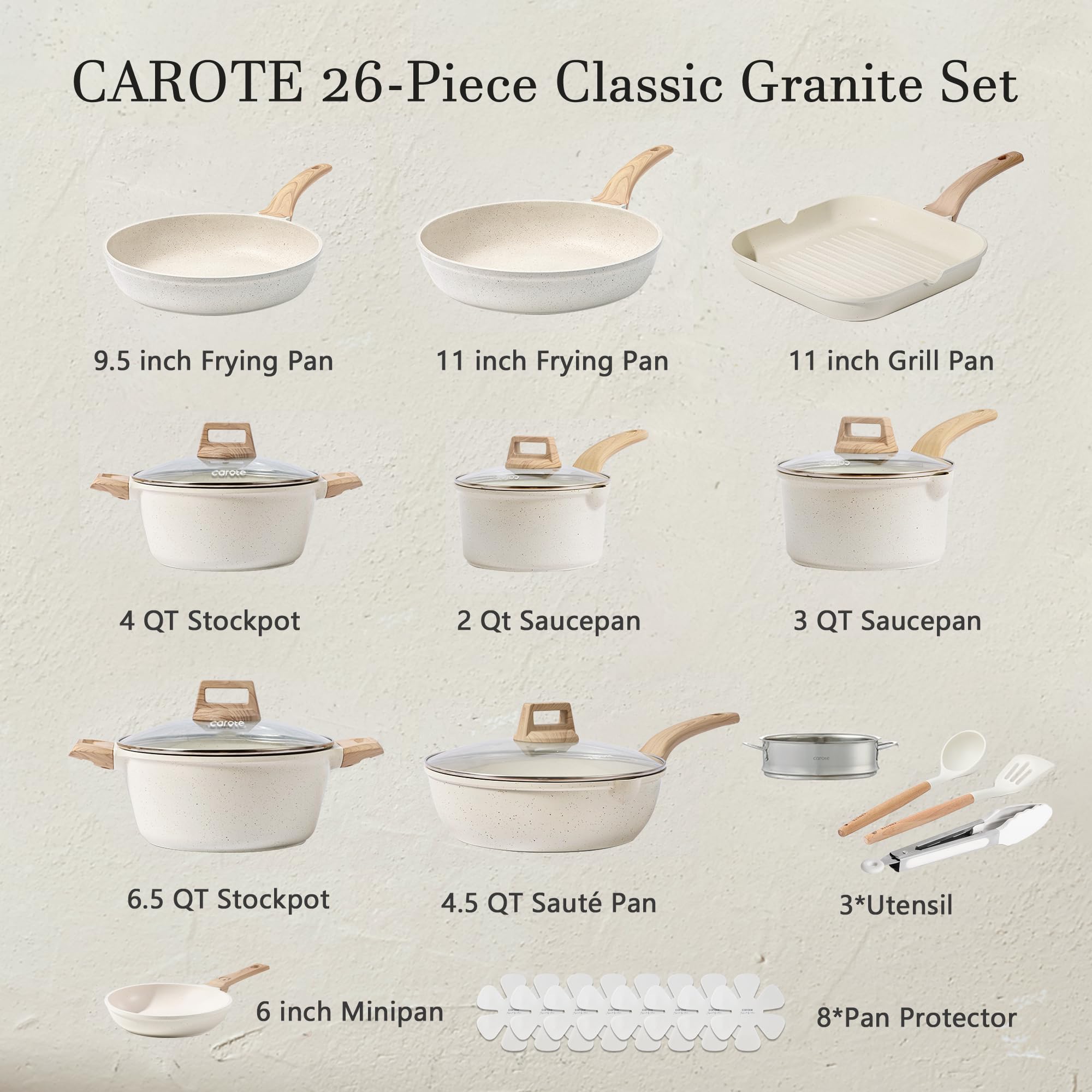 CAROTE 9-5-inch fry pan nonstick for easy release.