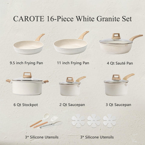 CAROTE 9.5-inch granite nonstick fry pan, easy release during cooking.