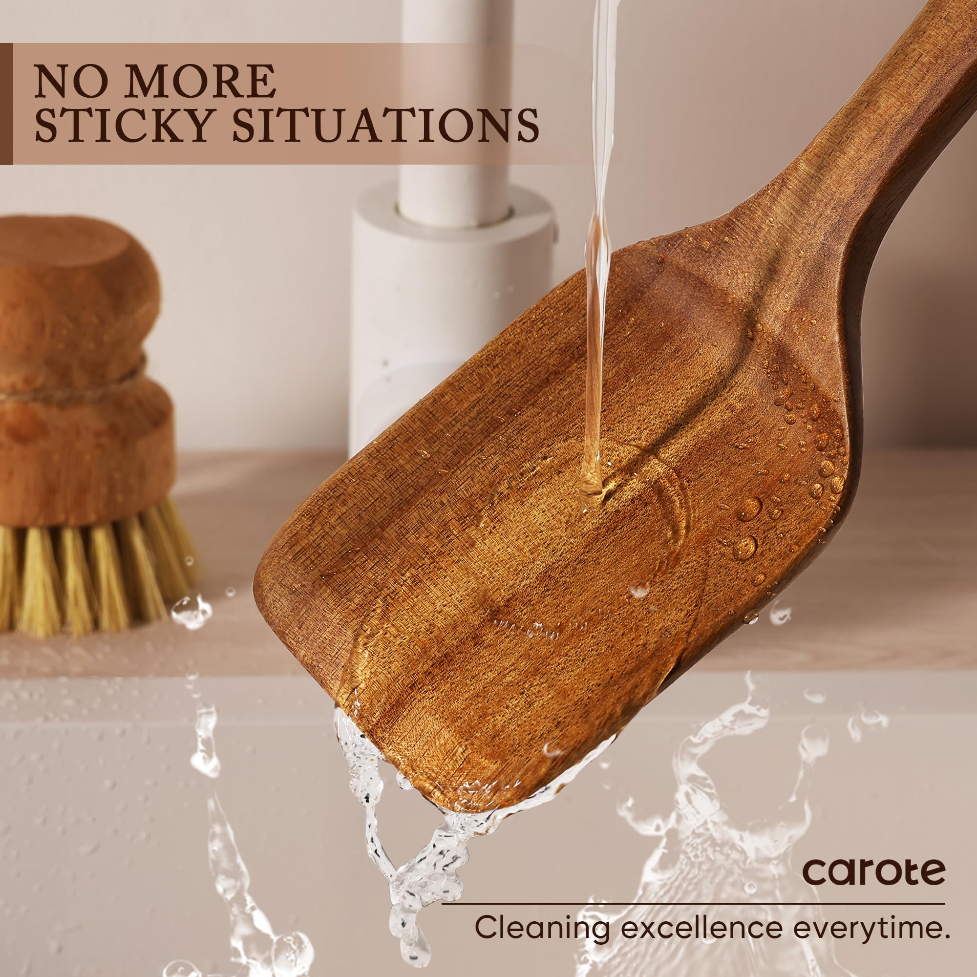 CAROTE acacia wood pasta server perfect for lifting spaghetti