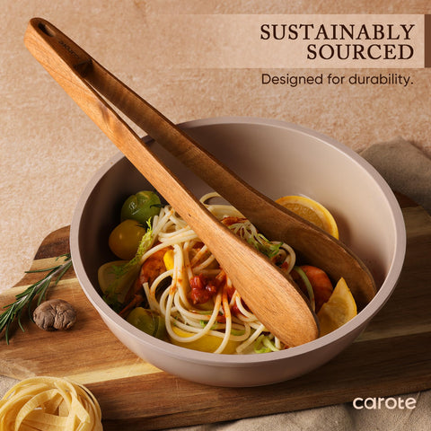 CAROTE acacia wood solid spoon versatile tool for stirring and serving