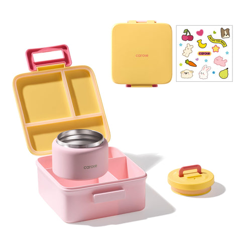 CAROTE Bento Box for Kids with multiple compartments and easy latch for school lunches
