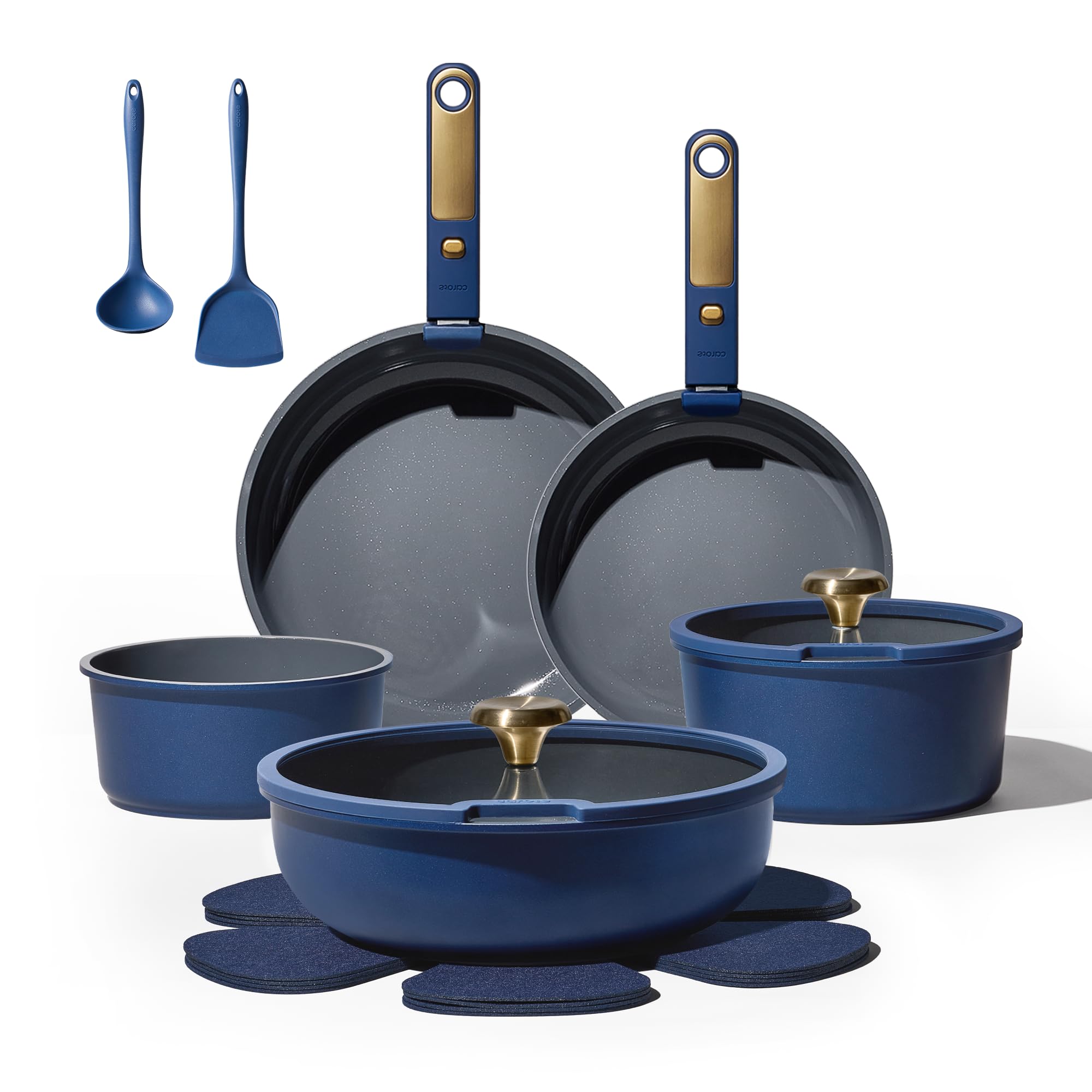 CAROTE blue-gold ceramic-fry-pans offer non-stick performance for everyday cooking.