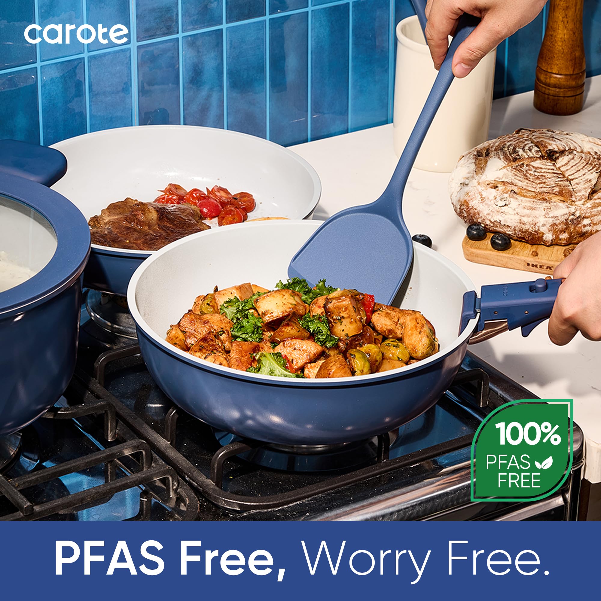 CAROTE camping-ready cookware set fits RV kitchens for outdoor meals.