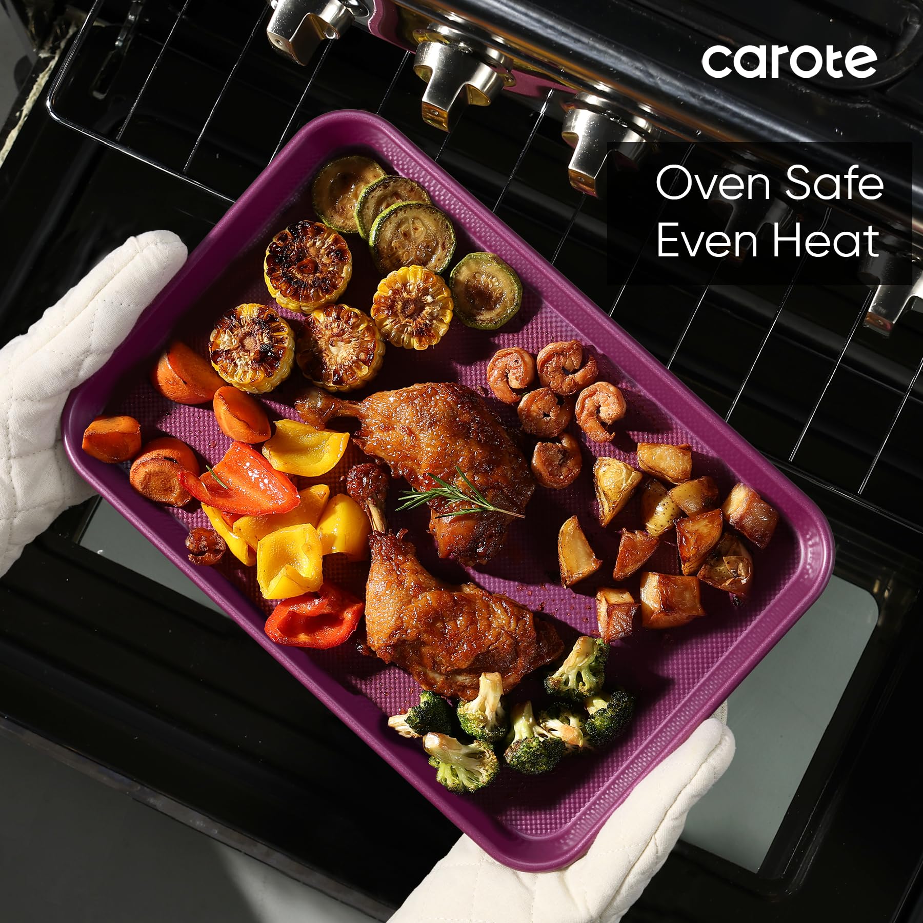 CAROTE carbon steel construction ensures durable bakeware.