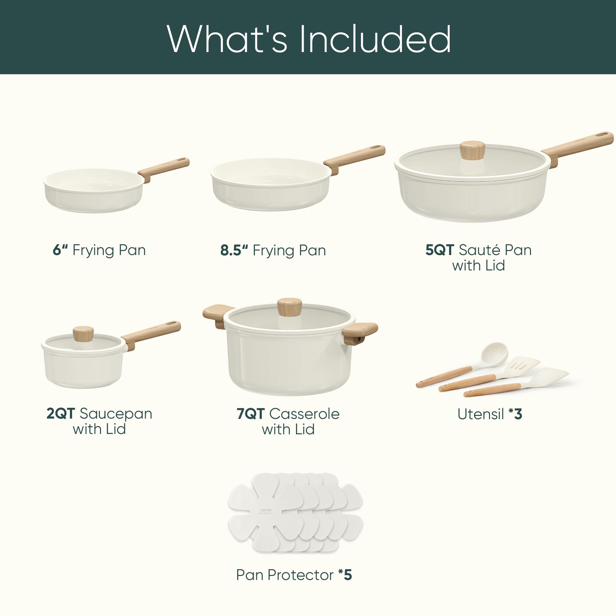 CAROTE ceramic cookware 16pcs saucepan with lid ideal for precise simmering and clean recipes