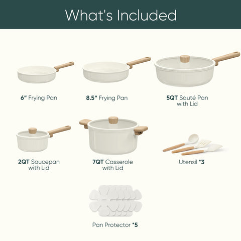 CAROTE ceramic cookware 16pcs saucepan with lid ideal for precise simmering and clean recipes