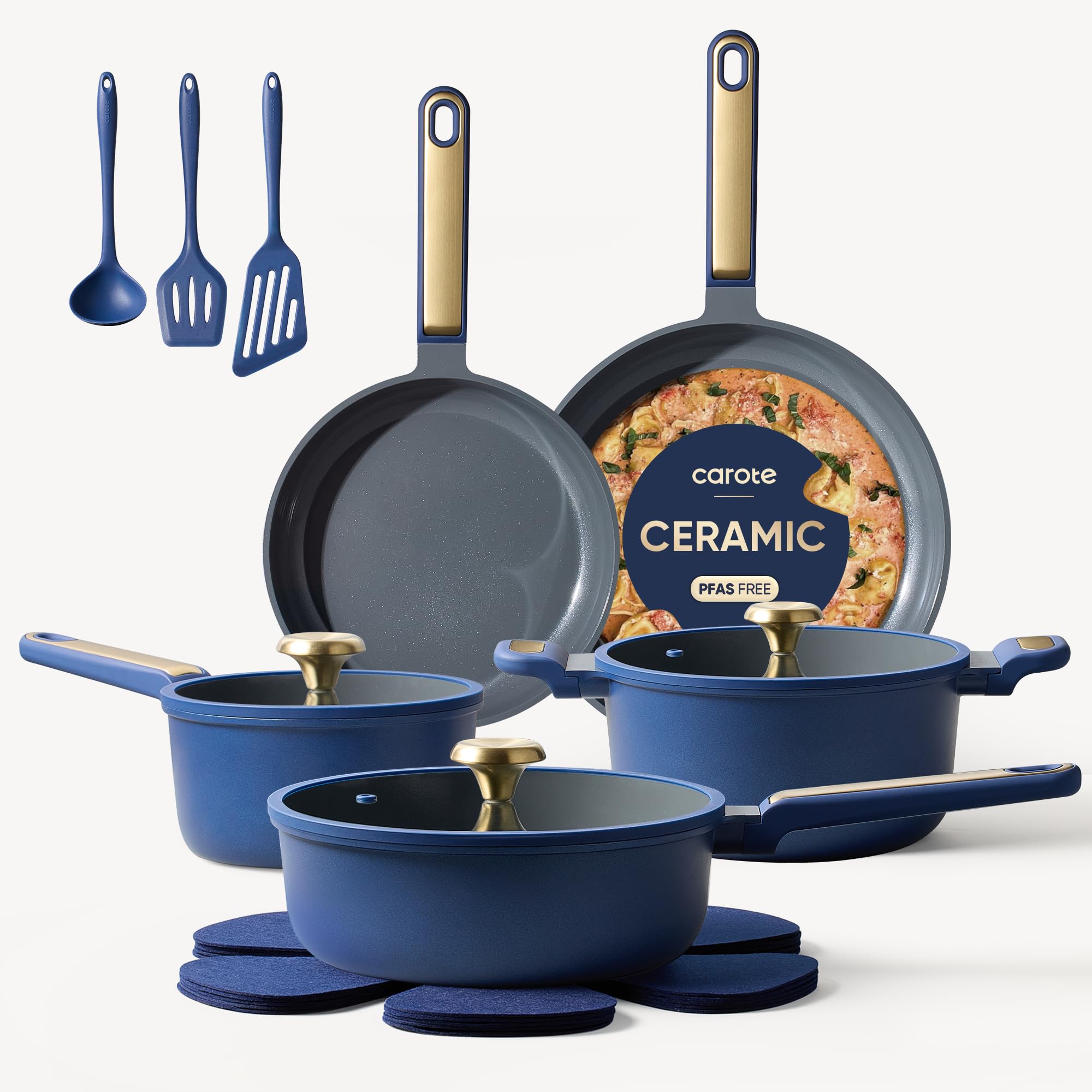 CAROTE ceramic 9.5-inch fry pan with nonstick surface for easy release and quick cleanup.