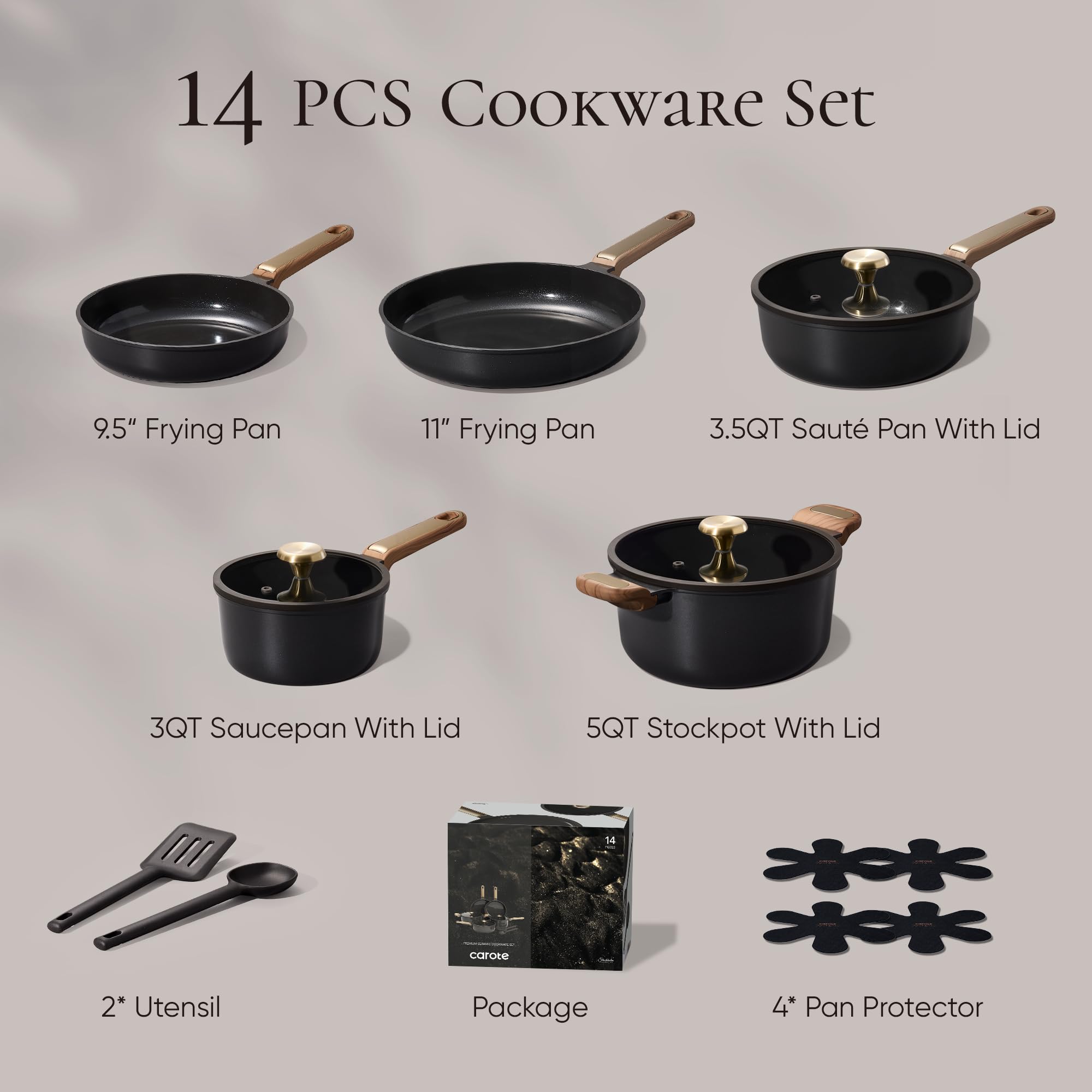 CAROTE eleven inch fry pan with easy release nonstick coating