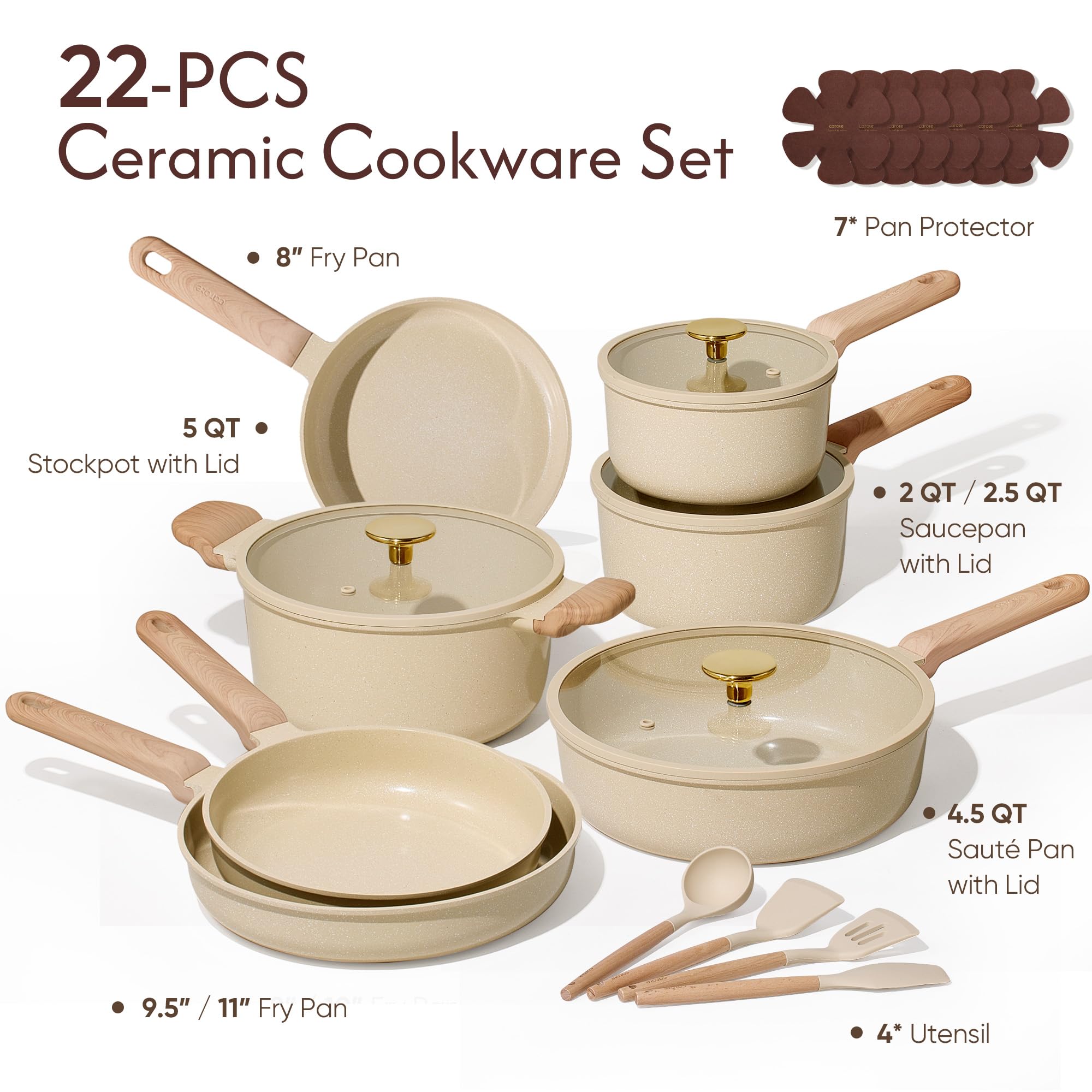 CAROTE ceramic nonstick coating closeup highlights easy release and cleanup