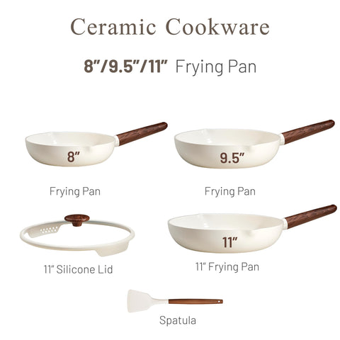 CAROTE 11-inch ceramic pan offers ample space for family meals and searing.
