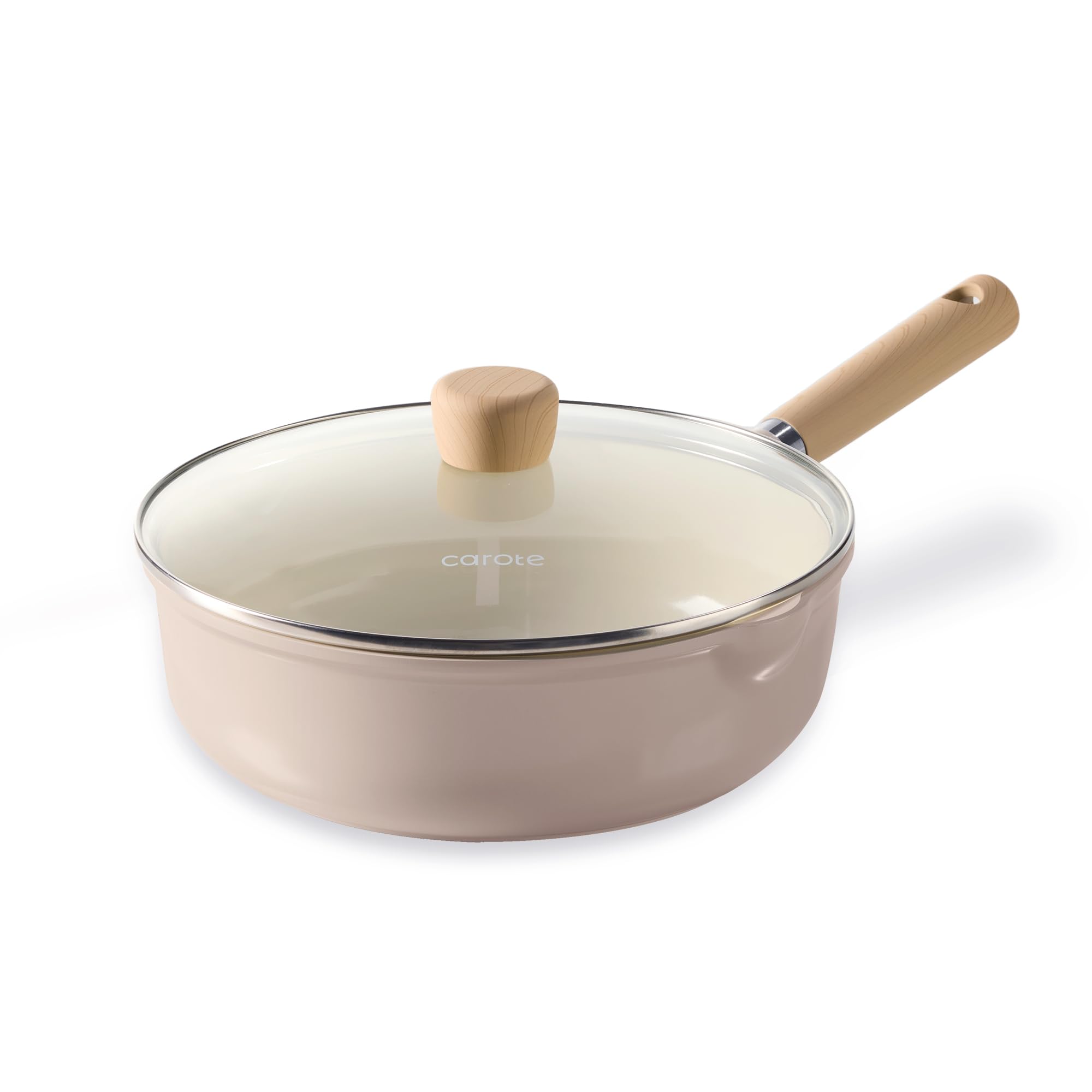 CAROTE ceramic nonstick pan with lid for easy 10-inch cooking and cleaning.
