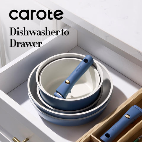 CAROTE compact stackable design reduces cabinet clutter while keeping essentials accessible.