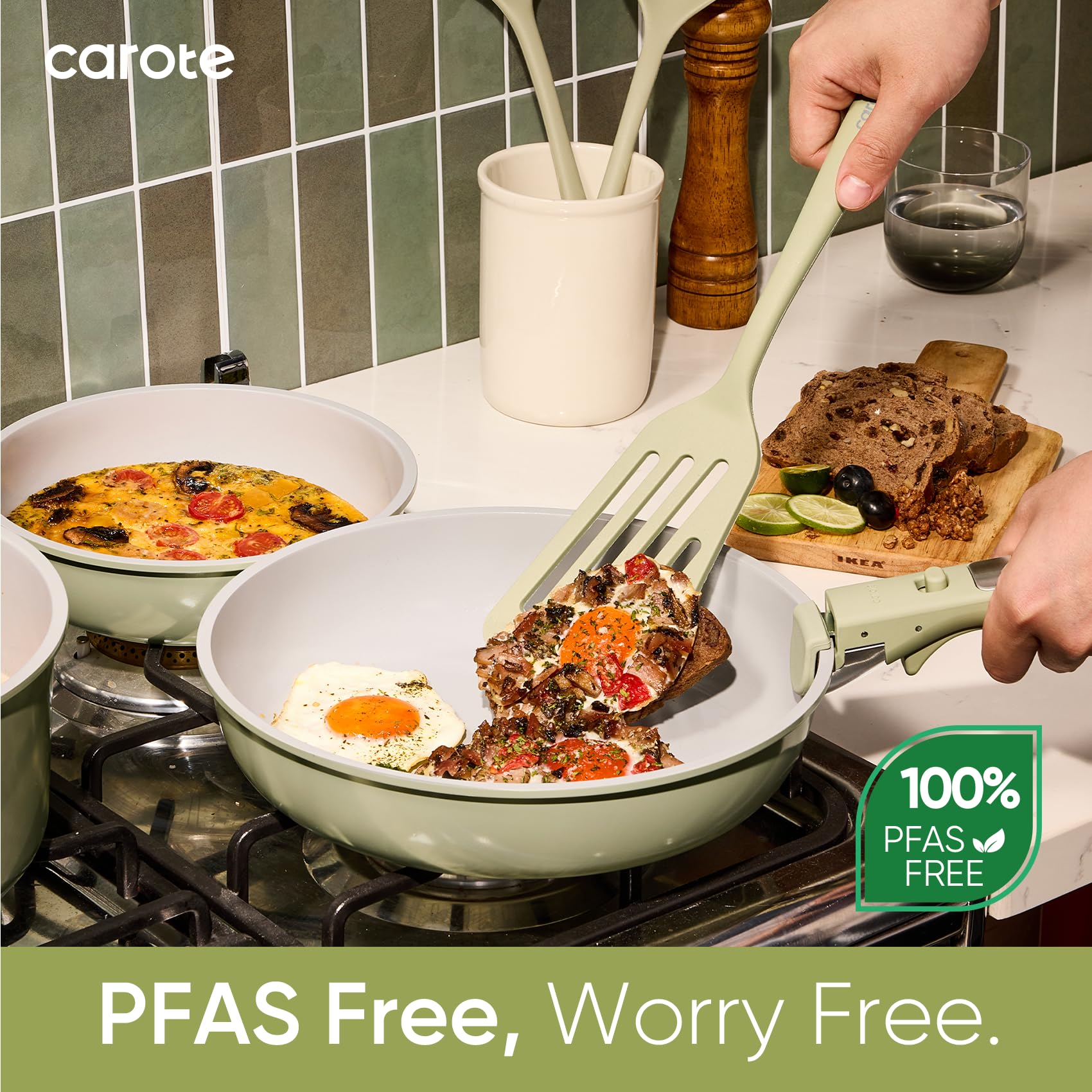 CAROTE 27pcs includes lids, utensils, and trivets for complete cooking.