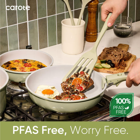 CAROTE 27pcs includes lids, utensils, and trivets for complete cooking.