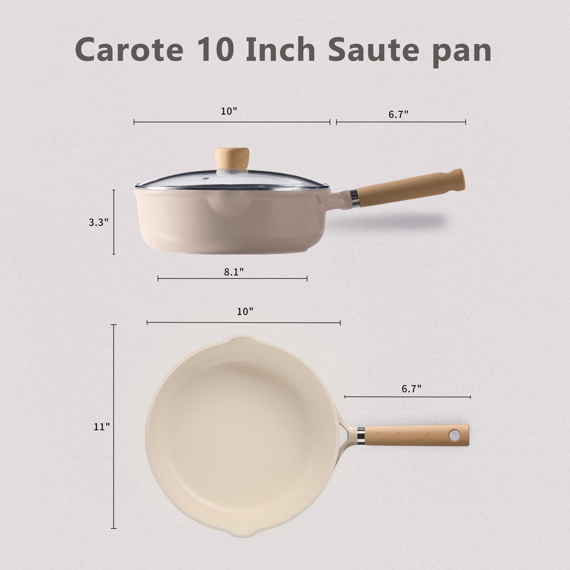 CAROTE deep frying pan with ceramic coating for smooth food release.