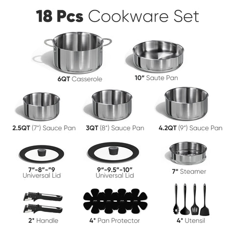 CAROTE detachable-handle pots with secure grip and easy transfers.