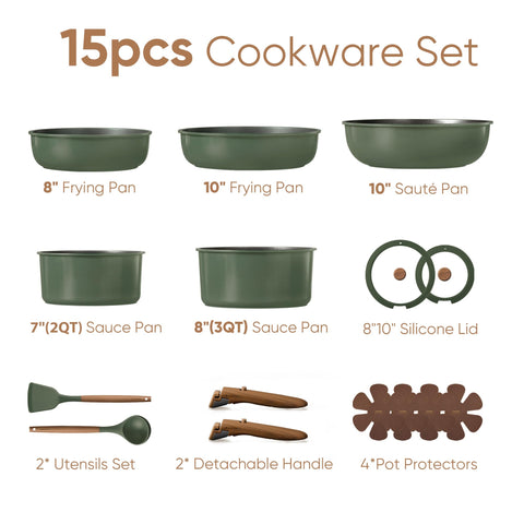 CAROTE detachable-handle cookware shown with secure attachment for cooking.