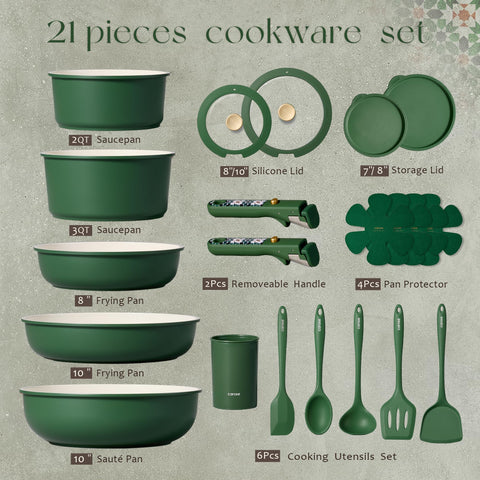 CAROTE detachable handles cookware for easy storage and compact kitchen organization.