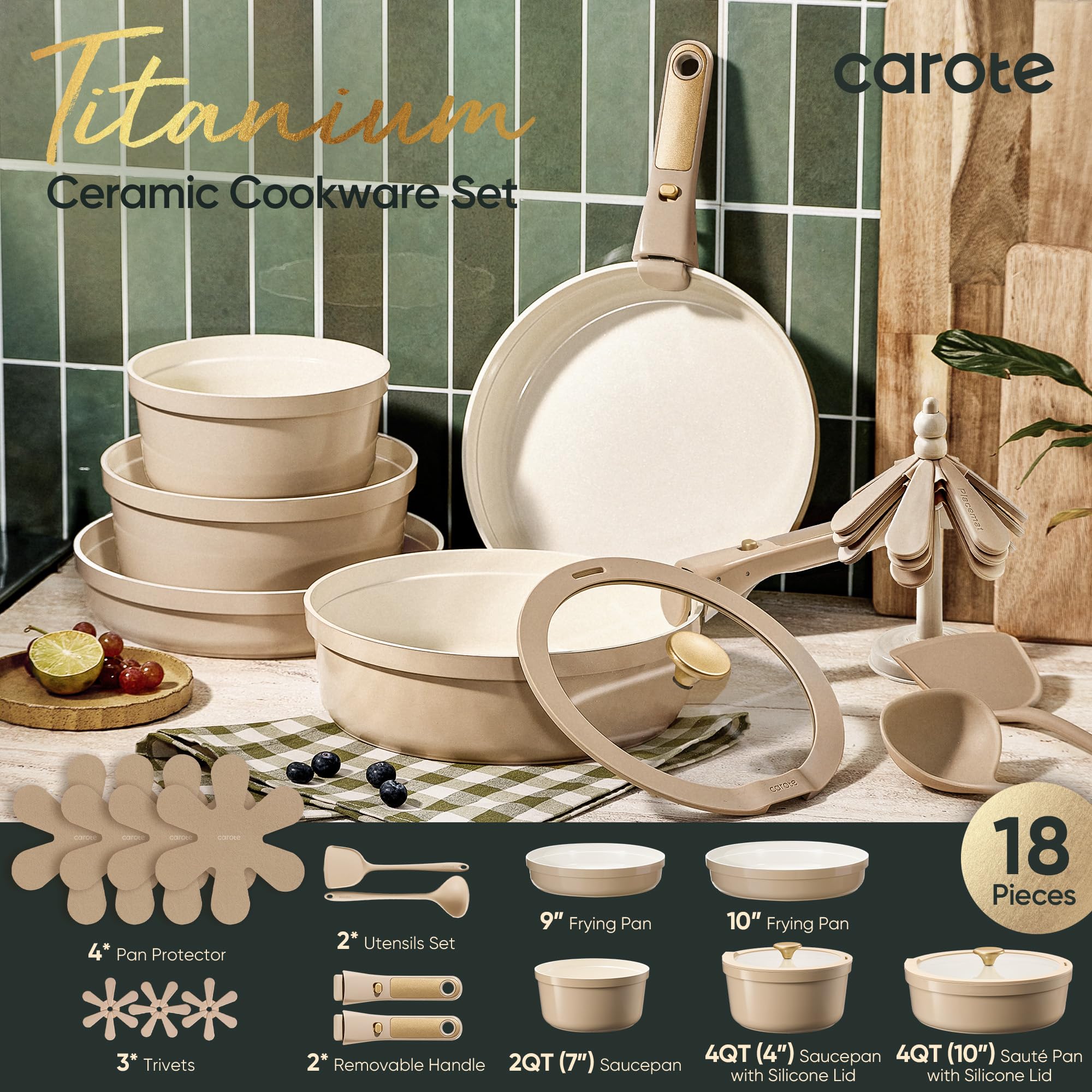 Detachable handles shown for compact storage and cabinet organization.