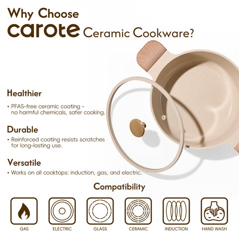CAROTE durable die-cast construction supports everyday cooking