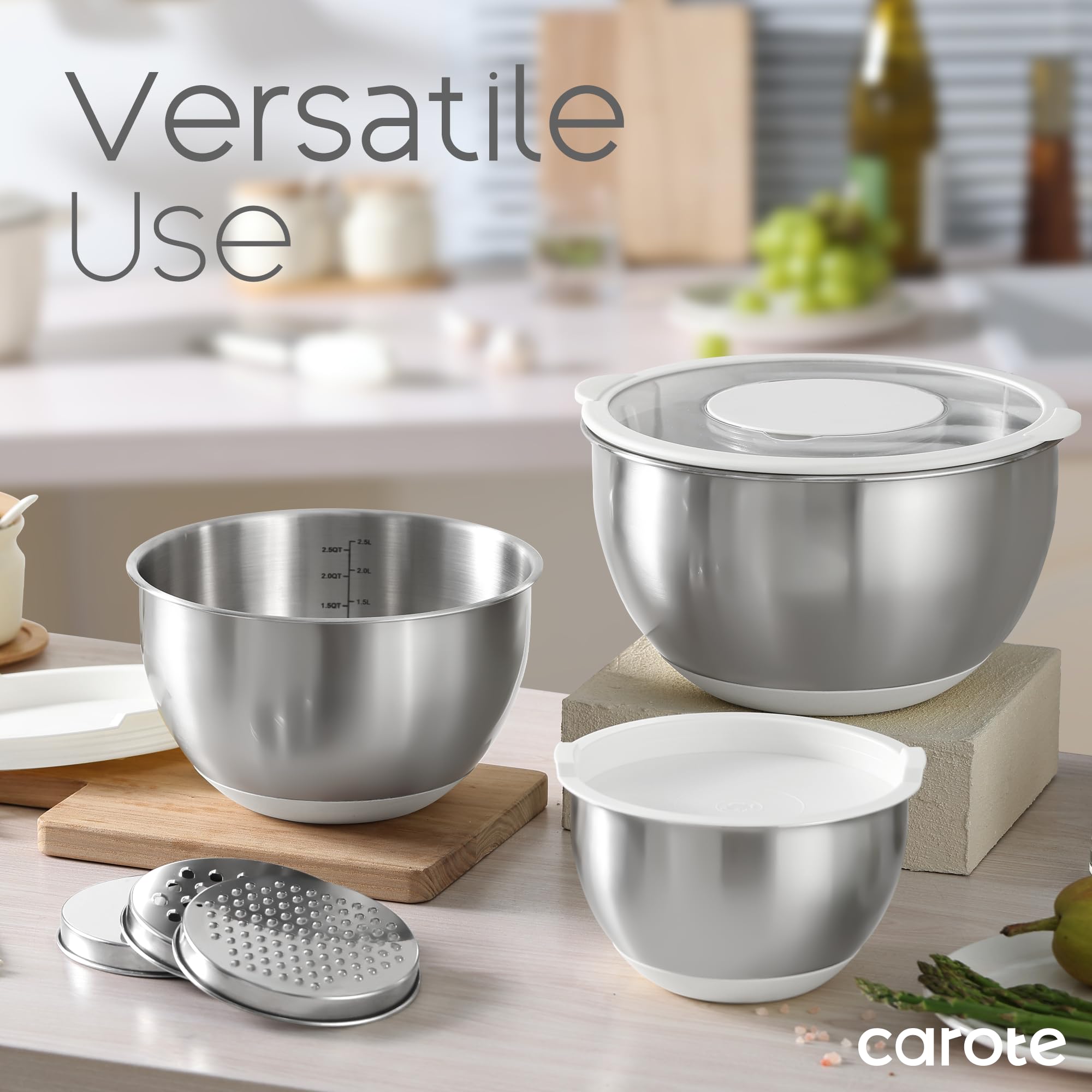 CAROTE bowls are dishwasher safe for easy cleanup after cooking.