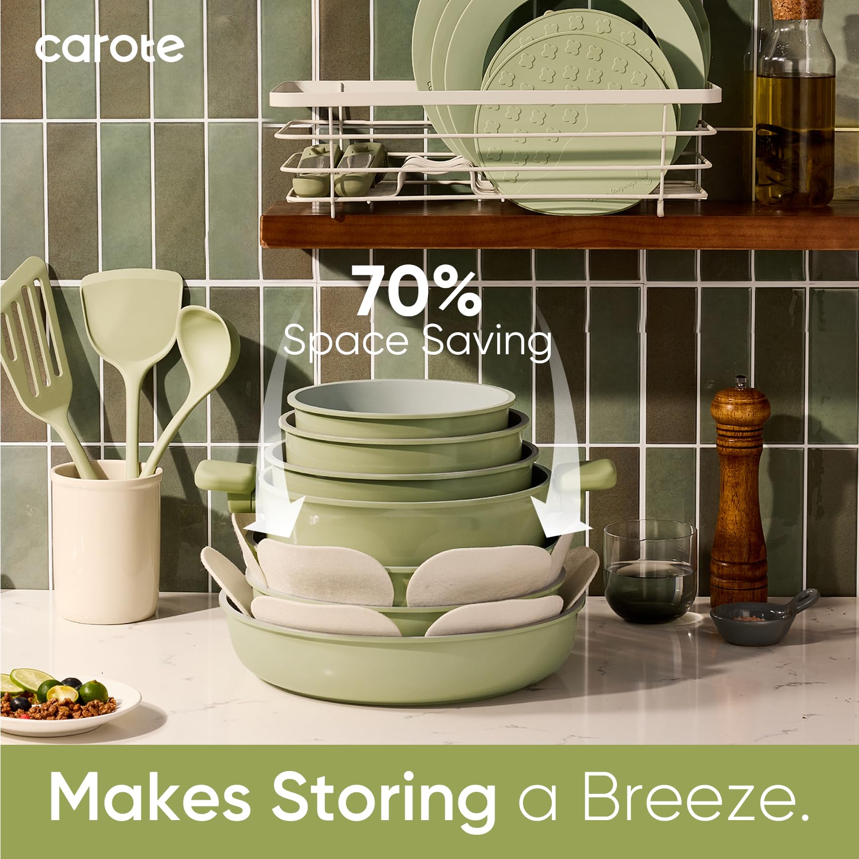 CAROTE cookware ready for dishwasher for quick cleanup.