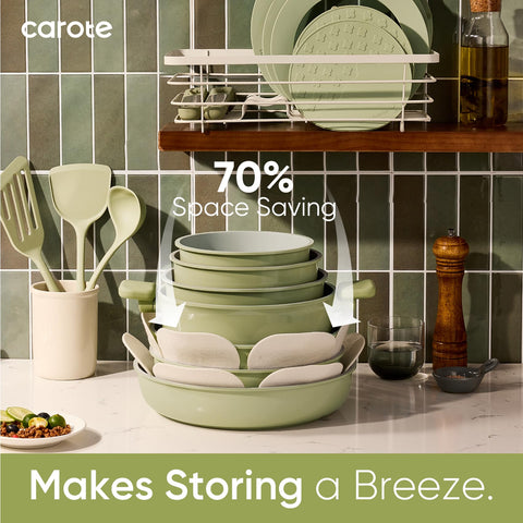 CAROTE cookware ready for dishwasher for quick cleanup.