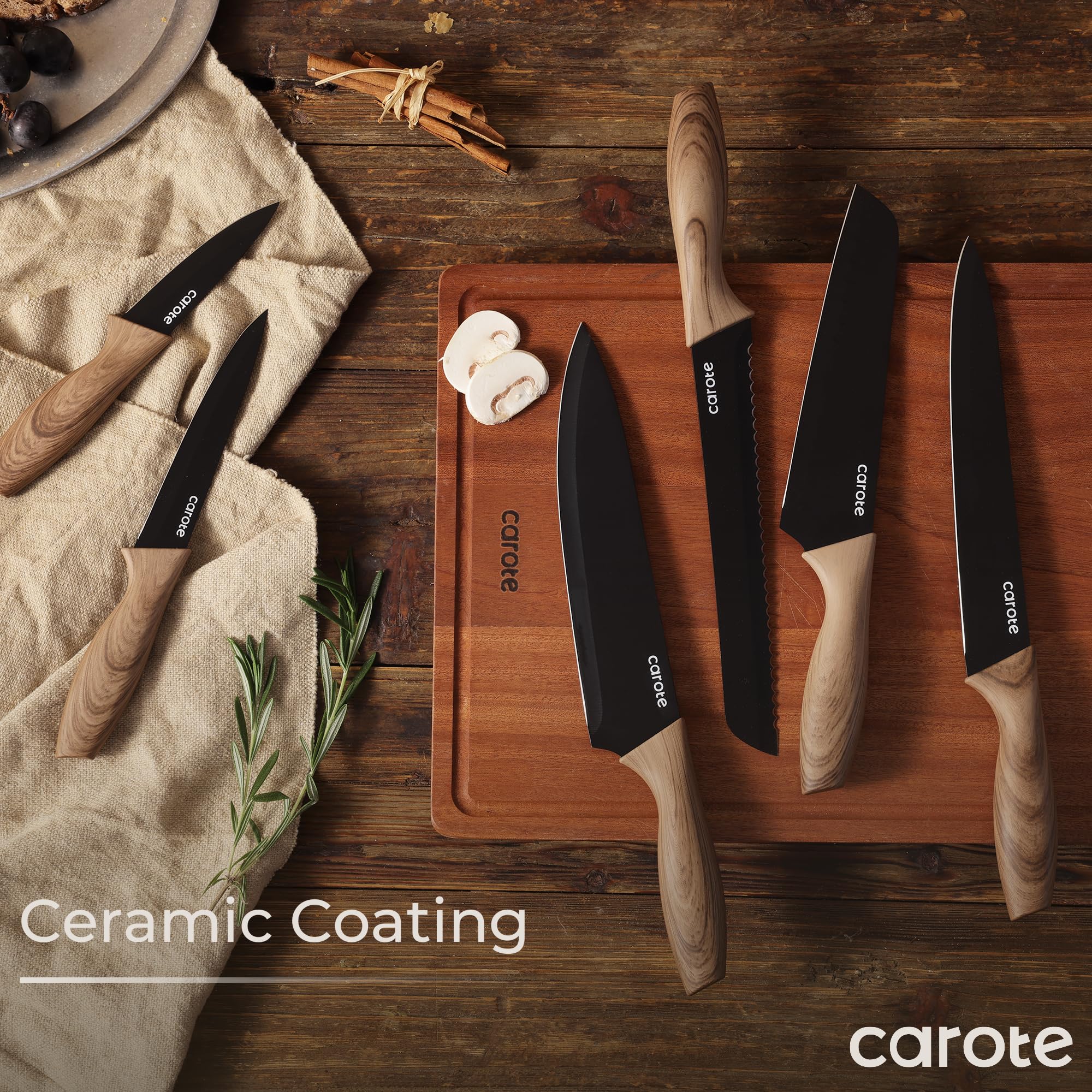 CAROTE knives are dishwasher-safe for easy cleanup.