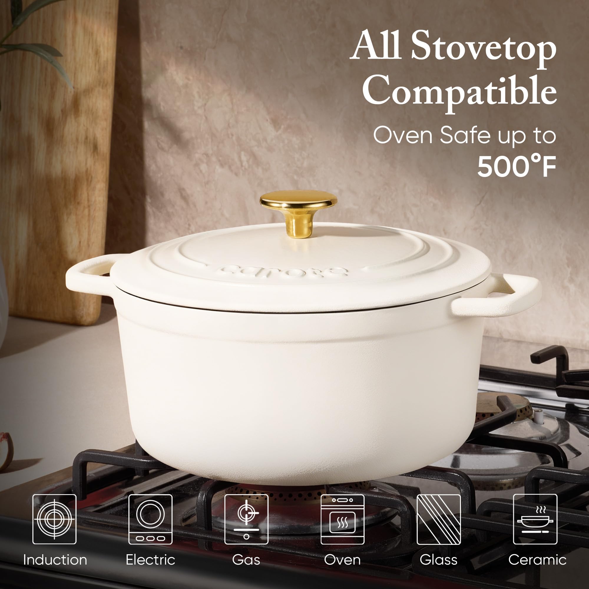 CAROTE Dutch oven dual handles for easy transfer